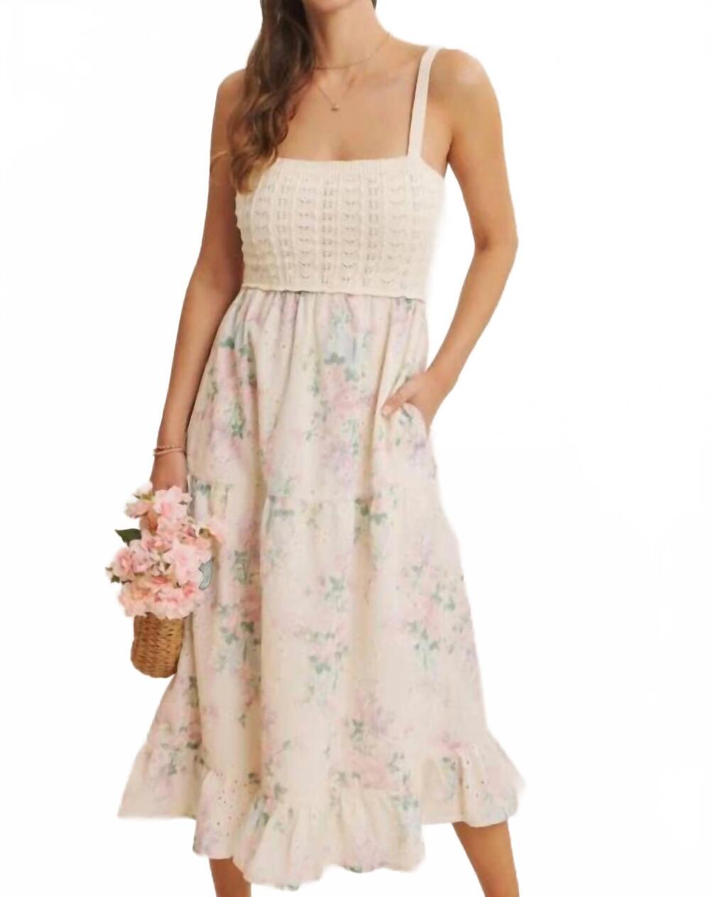 NEW IN FEBRUARY dreamiest crochet twofer midi dress with eyeelt in white